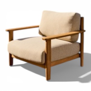 Canapé de jardin moderne de style ferme avec cadre en teck et tissu résistant aux intempéries, idéal pour les espaces extérieurs, les centres commerciaux et les entrepôts. - Product Image 5