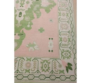 พรมปูพื้นขนสัตว์สีชมพูแนววินเทจสูงงานแฮนด์เมดขนาด9x12ถักด้วยมือสไตล์โบโฮเปอร์เซียพรมลายดอกไม้ CR-84ตามสั่งขนาด - Product Image 1