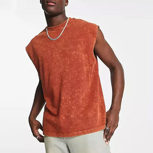 Men Oversized Casual Street Acid Washed Tank <b>Tops</b> Summer Fashion <b>Distressed</b> Custom Logo Tank <b>Tops</b> Cotton Street Wear Vests - Product Image 1