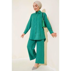 Tunique avec pierre frontale détaillée, ensemble 2 pièces, vert - Product Image 1