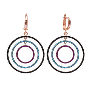 Pendientes colgantes de diseño redondo de piedra CZ negra, venta al por mayor turca hecha a mano, joyería fina de Plata de Ley 925 - Product Image 1