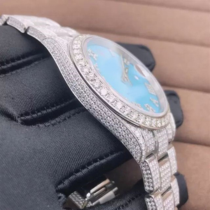 นาฬิกากลไกแบบฮิปฮอปหรูหราออกแบบได้ตามต้องการคุณภาพระดับพรีเมียมเคสเหล็กเพชรโมอิสซาไนต์สีขาวทอง - Product Image 4