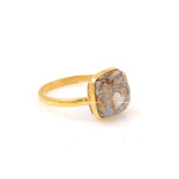 Magnifique bague en opale éthiopienne naturelle de 12 mm, en argent sterling plaqué or, polie, délicate et tendance, avec pierre précieuse, idéale comme cadeau