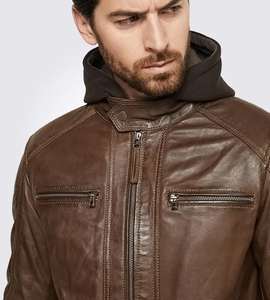 Nueva chaqueta de cuero PU de invierno, chaqueta con capucha de cuero para hombre, chaqueta con capucha de cuero para motorista para hombre de alta calidad - Product Image 4