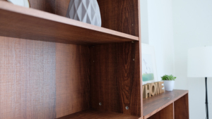 12-grid Solid-core Adjustable <b>Bookcase</b> Adopts E1 Board Walnut Color - Product Image 5
