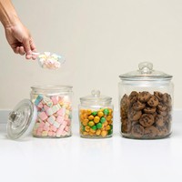 Pot de conservation hermétique en verre transparent avec couvercle, récipient de cuisine de qualité alimentaire, conteneur cylindrique rond pour aliments secs