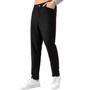 Pantalon décontracté délavé pour hommes avec jambe fuselée: style d'inspiration vintage, tissu doux et onglets ajustables à la taille - Product Image 5