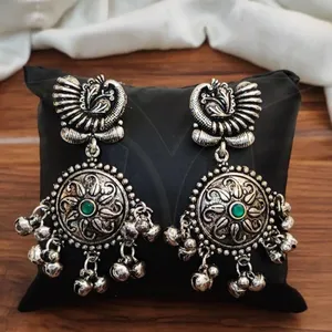 Oxidized Peacock Design Jewellery Oxidized Silver Polish Jewelry Accessories Designer Antique Style Oxidized Earrings Women