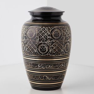 Urna de cremación de latón platino negro profundo y dorado para cenizas humanas adultas grandes urnas conmemorativas funerarias hechas a mano urna de latón - Product Image 4