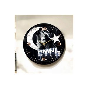 Estampado colorido Bozkurt Bandera turca Estampado de madera Mesa silenciosa Reloj de pared 50cm Idea de regalo perfecta - Product Image 4