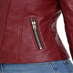 Fabricante de Chaquetas de Cuero Genuino para Mujer, Chaqueta de Cuero Suave de Alta Calidad, Corte Ajustado, con Cierre, Logotipo Personalizado, OEM, ODM, Ropa Exterior - Product Image 4