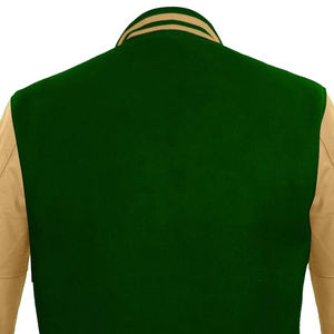 Chaquetas Varsity de Cuero Personalizadas Estilo Letterman para Hombre, Chaqueta de Béisbol Negra de Lana con Mangas de Cuero Vacuno Auténtico - Product Image 5