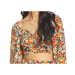 Vero Moda Top Corto Nero da Donna con Scollo a Cuore e Ricami in Pizzo, Taglia XL, Vestibilità Ampia, in Seta Chiffon Lavorata a Maglia per l'Autunno - Product Image 5