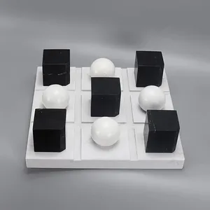 Juego de mármol Tic-Tac-Toe de mármol de buena calidad con canicas, bola blanca y dados negros para niños y adultos - Product Image 3