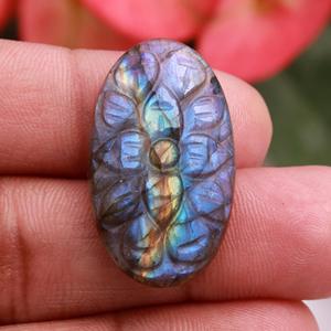 Labradorite naturelle sculpté Cabochon lisse concepteur pierre Multi Flashy lâche pierres précieuses métaphysique laboratoire sculpture à la main - Product Image 5
