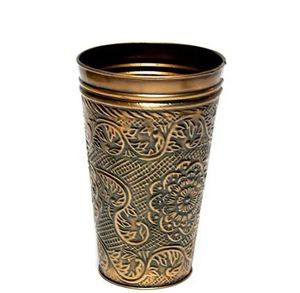 ถังใส่ดอกไม้ประดิษฐ์สำหรับปลูกต้นไม้ในบ้านและนอกอาคารดีไซน์โบราณมีสีเขียวนูนพร้อมด้ามจับทำจากทองเหลือง - Product Image 4