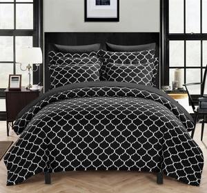 Modern Black & <b>White</b> Floral Pattern Organic Eco-Friendly 500TC All-Season 100% Cotton <b>Bed</b> Sheet Set Soft Bedding Pillowcases - Product Image 3