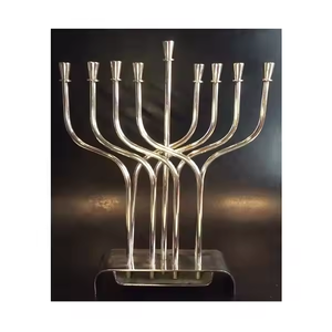 Metal Menorah <b>Candle</b> Holder Jewish Menorah <b>Candle</b> <b>Stand</b> in Silver and Gold Color Use in Light Decoration Menorah by decor impex - Product Image 1
