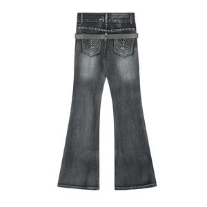 Jeans en denim droit taille mi-haute pour femmes, écologiques, imperméables, respirants, 100% coton, mode formelle été automne hiver - Product Image 4