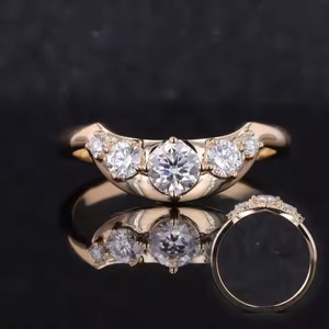 14K Rose Gold Engagement <b>Ring</b> Romantic Sparkle Elegant Curve Lab Grown Diamond Anniversary and Wedding <b>Ring</b> with Hidden Halo - Product Image 1