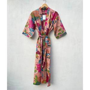 Beige Cotton Kimono Fruit Print Bathrobe and <b>Beach</b> Bikini Cover-Ups Swimsuit Cover Ups - Product Image 3