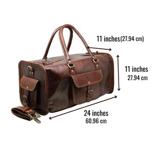 Sac de sport vintage en cuir de qualité à l'exportation Bagages de voyage marron Sacs de sport authentiques vintage faits à la main Sac en cuir de chèvre - Product Image 2