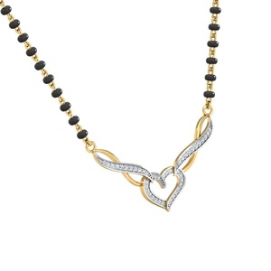 Stonewels Manahputa Mangalsutra Modern Elegance Intricate Black Beads Yellow <b>Gold</b> Accents Trendy Diamond-Inspired Wedding - Product Image 2
