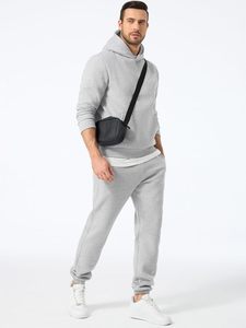Heavyweight 500GSM Fleece Tracksuit for <b>Men</b> Custom Printing Zip Hoodie <b>Jogger</b> Pants <b>Navy</b> Grey Color Block Design Winter - Product Image 3