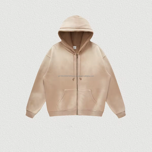 Sweat à capuche intégral de haute qualité en molleton de coton français lourd, sweat à capuche intégral à fermeture éclair, sweat à capuche brodé personnalisé à fermeture éclair - Product Image 3