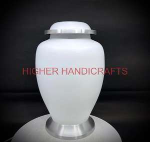 Urne funéraire en aluminium de belle conception contemporaine blanche fabriquée par le fabricant pour les cendres Objet décoratif - Product Image 4