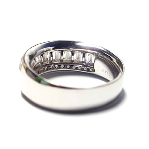 Prix d'usine Bijoux Magnifiques Bagues de mariage pour femmes en or blanc 18 carats de haute qualité avec diamants baguette et ronds - Product Image 3