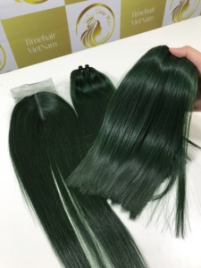 Color verde 100% Raw Natural Virgin Remy Bundle Extensiones de cabello humano Trama Bonestraight Precio al por mayor Todo el cabello de lujo de color - Product Image 5