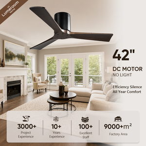 42 Inch Modern Wood <b>Ceiling</b> Fan No <b>Light</b> with <b>Remote</b>, Quiet DC Motor Fan for Kitchen Bedroom - Product Image 1