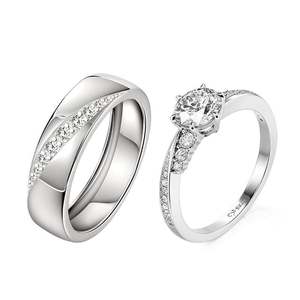 Juego de Anillos de Pareja Jeulia Classic Diagonal Twist en Plata de Ley - Product Image 2