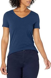 T-shirts décontractés à manches courtes et col en V pour femmes & Couleurs unies en gros : Fabricant de vêtements haut de gamme de qualité supérieure - Product Image 3