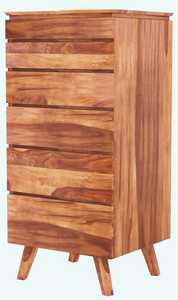 Commode haute moderne en bois massif avec tiroirs pour chambre à coucher et salon. - Product Image 4