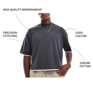T-shirt Oversize Uni en Coton 300G Lavé Anti-boulochage Personnalisable avec Logo Impression Personnalisée Haute Qualité Écologique Coupe Boxy Vente en Gros OEM - Product Image 2