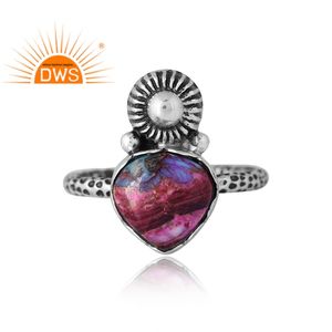 Latest Design Sterling Silver Natural Mojave Copper <b>Purple</b> Qyster Turquoise Gemstone Ring for Women Design Jewelry Manufacturer - Product Image 3