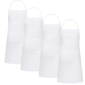 Classic 100% Cotton White Sleeveless Breathable Kitchen <b>Apron</b> Adjustable Neck Strap Durable Washable <b>Chef</b> <b>Apron</b> Pocket - Product Image 1