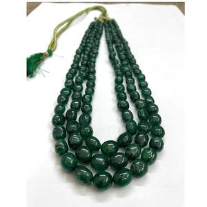 Beryl émeraude lisse pépite perles collier 3 couches fait à la main pierre précieuse perles déclaration Boho perles de pierre naturelle collier épais - Product Image 3