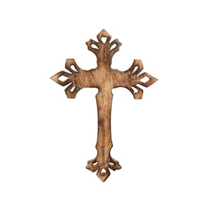 Croix murale en bois-Sculpture florale faite à la main Accessoires de décoration pour la maison - Product Image 1