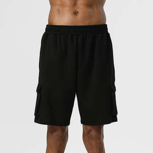 Shorts de sport décontractés pour hommes, été, coton/polyester/spandex, respirant, séchage rapide, athlétique, cargo, uni, streetwear, élastique - Product Image 5