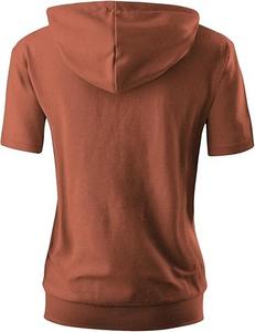 Demi-manches imprimées sur mesure pour hommes et femmes Hoodie-100 % coton brodé d'été - Product Image 6