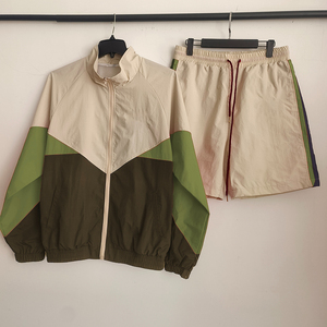 Los mejores chándales de nailon personalizados, conjunto de chaqueta y pantalones cortos cortavientos, chándales vintage personalizados con cremallera, poliéster deportivo de dos piezas para hombres - Product Image 6