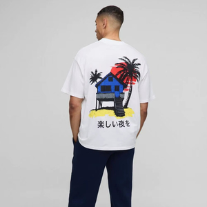 2025 camiseta de gran tamaño de algodón 100% de calidad Premium para hombre, camiseta personalizada con estampado de sombra de paisaje, de gran tamaño, de Length-240GSM larga 280GSM - Product Image 1