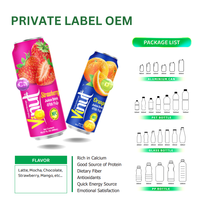 100% Vers Fruit 490ml Geblikte Drank met 50% Sap en Vruchtvlees: Cranberry, Lychee, Sinaasappel, Aardbei - Groothandel - Private Label OEM