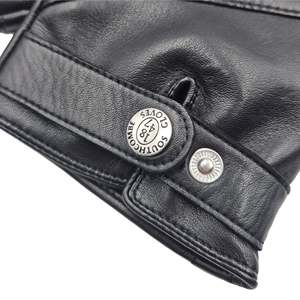 Guantes de ciclismo de cuero con forro de invierno para hombre, con correa forrada de lana anilina - Product Image 4