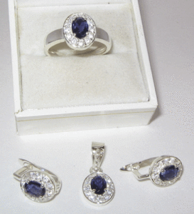 Iolite ชุดเครื่องประดับสุดคลาสสิกหรูหราหินเพชรหลักกุหลาบชุบทองคำขาวสำหรับงานแต่งงานงานหมั้นของขวัญที่สมบูรณ์แบบ - Product Image 1