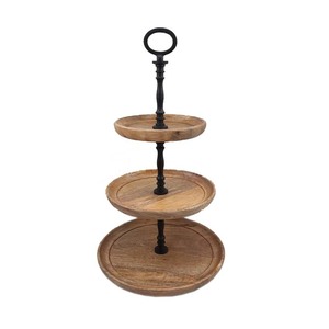 Présentoir à gâteaux en bois de luxe à un niveau forme ronde finitions naturelles pour présentoir de fête d'anniversaire de mariage en gros en vrac - Product Image 6