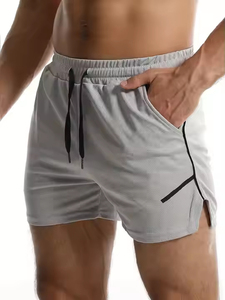 Pantalones cortos de ejercicio con cordón de lona transpirable para hombre, pantalones cortos de entrenamiento deportivo de poliéster suave y secado rápido para levantamiento de pesas - Product Image 5